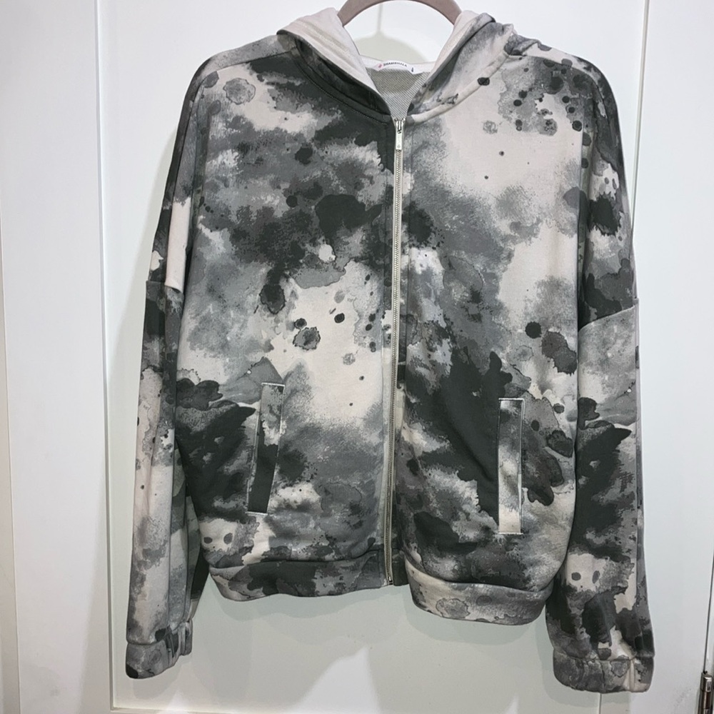Shambhala women’s large grey tie dye zip hoodie sweater